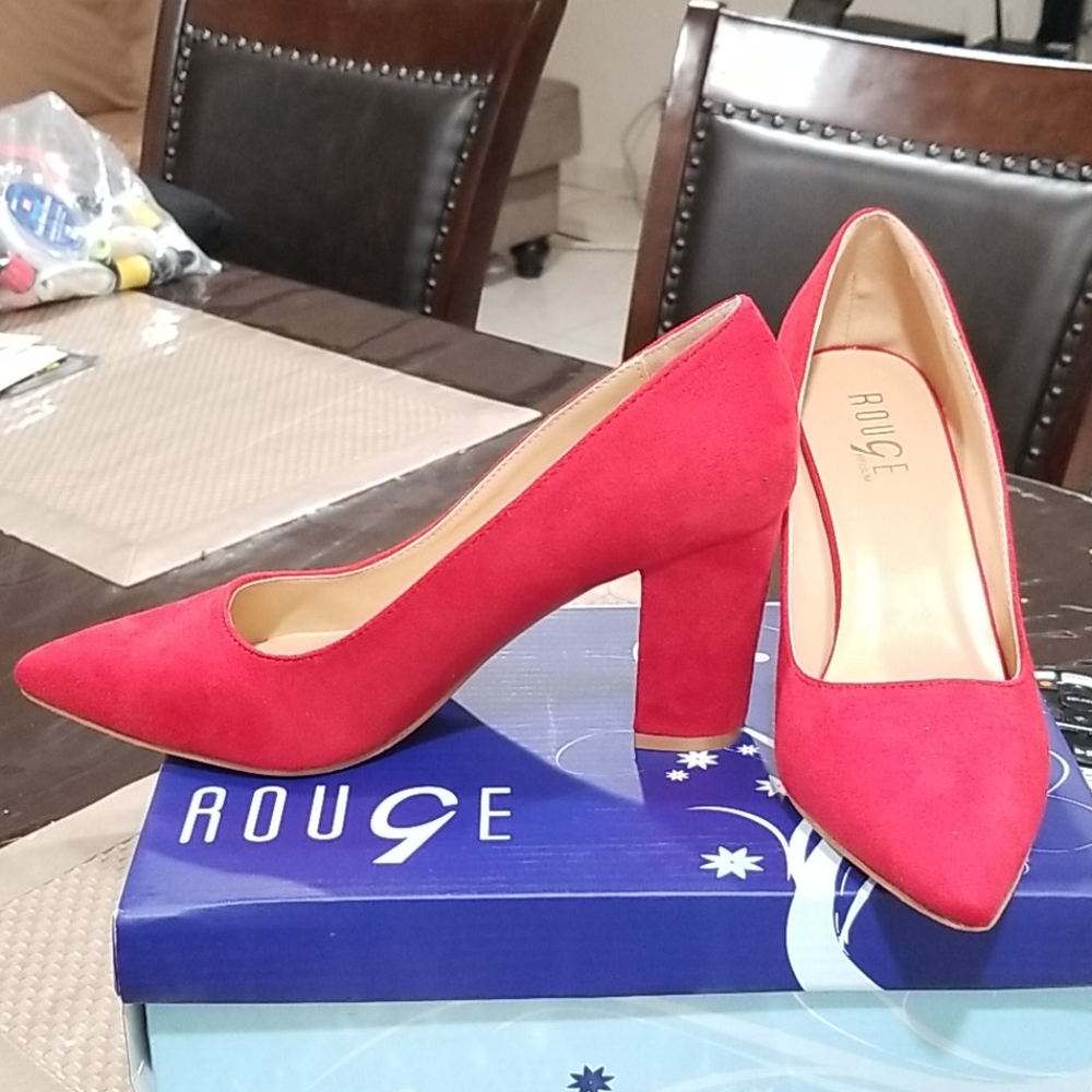 Red Block Heels